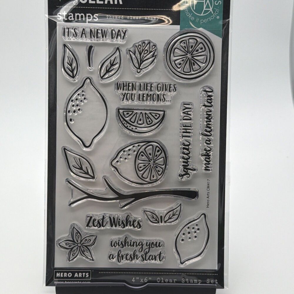 Lemon Zest Wishes Stamp Set by Hero Arts CM417 NEW! fruit